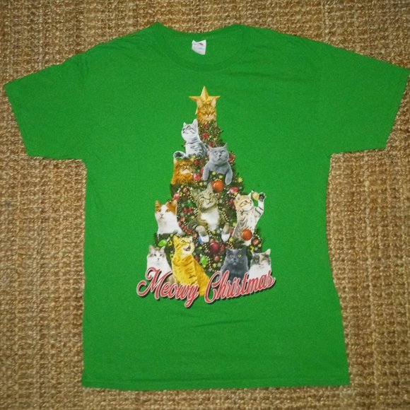 Tops - Merry Christmas Cat  T-Shirt
